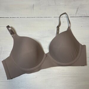 Steve Madden Bra 36B Beige Demi Logo Push Up T-Shirt Bra Underwire 6298